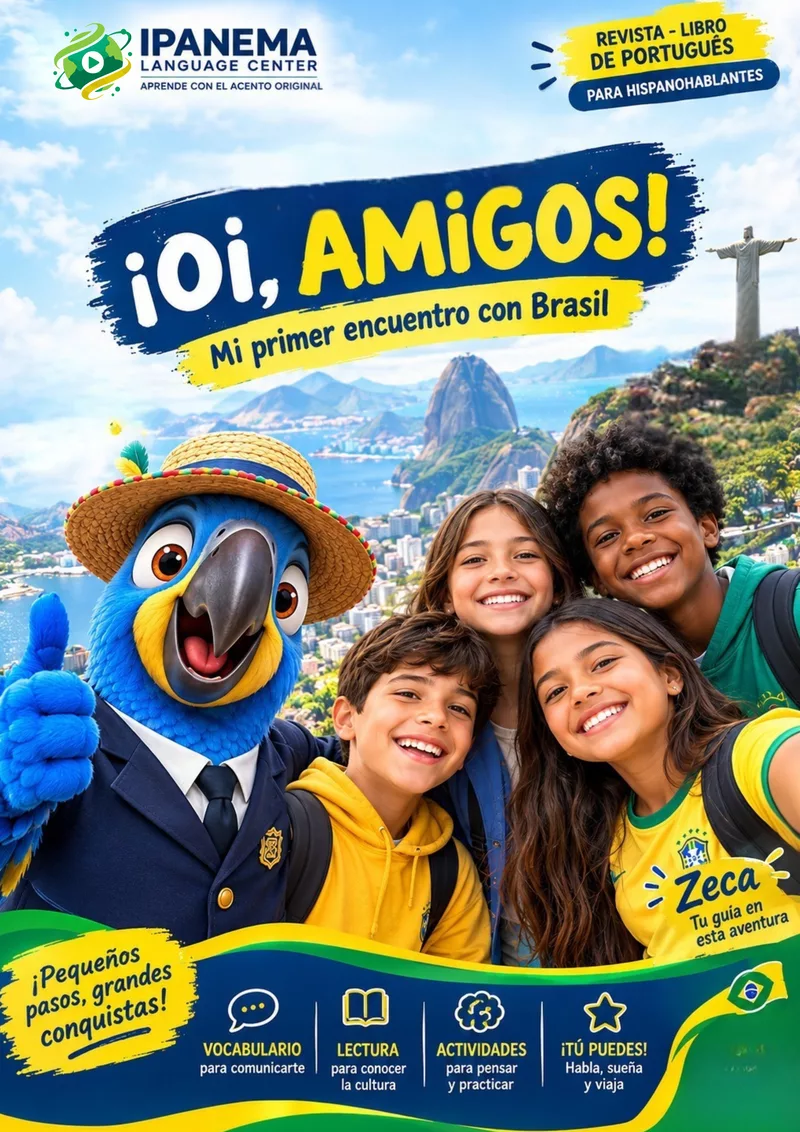 Portada del ebook Portugués para Niños: ¡Oi, Amigos! Mi primer encuentro con Brasil
