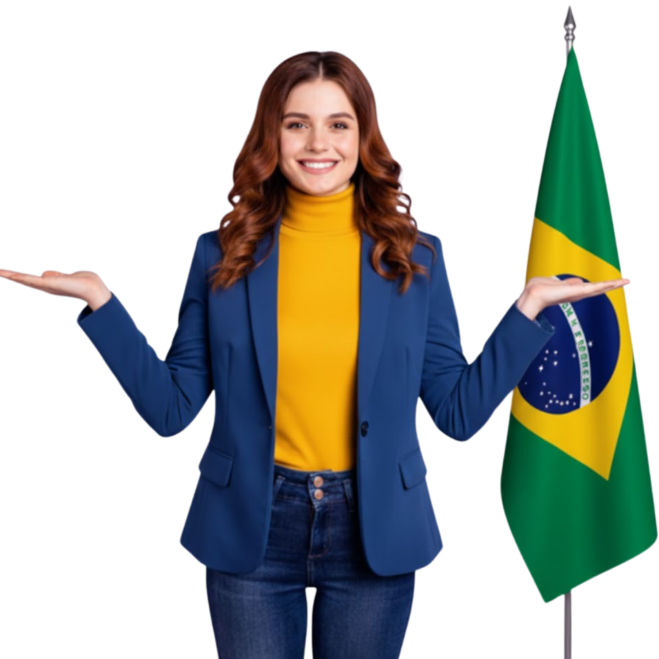 Estudiante sosteniendo la bandera de Brasil