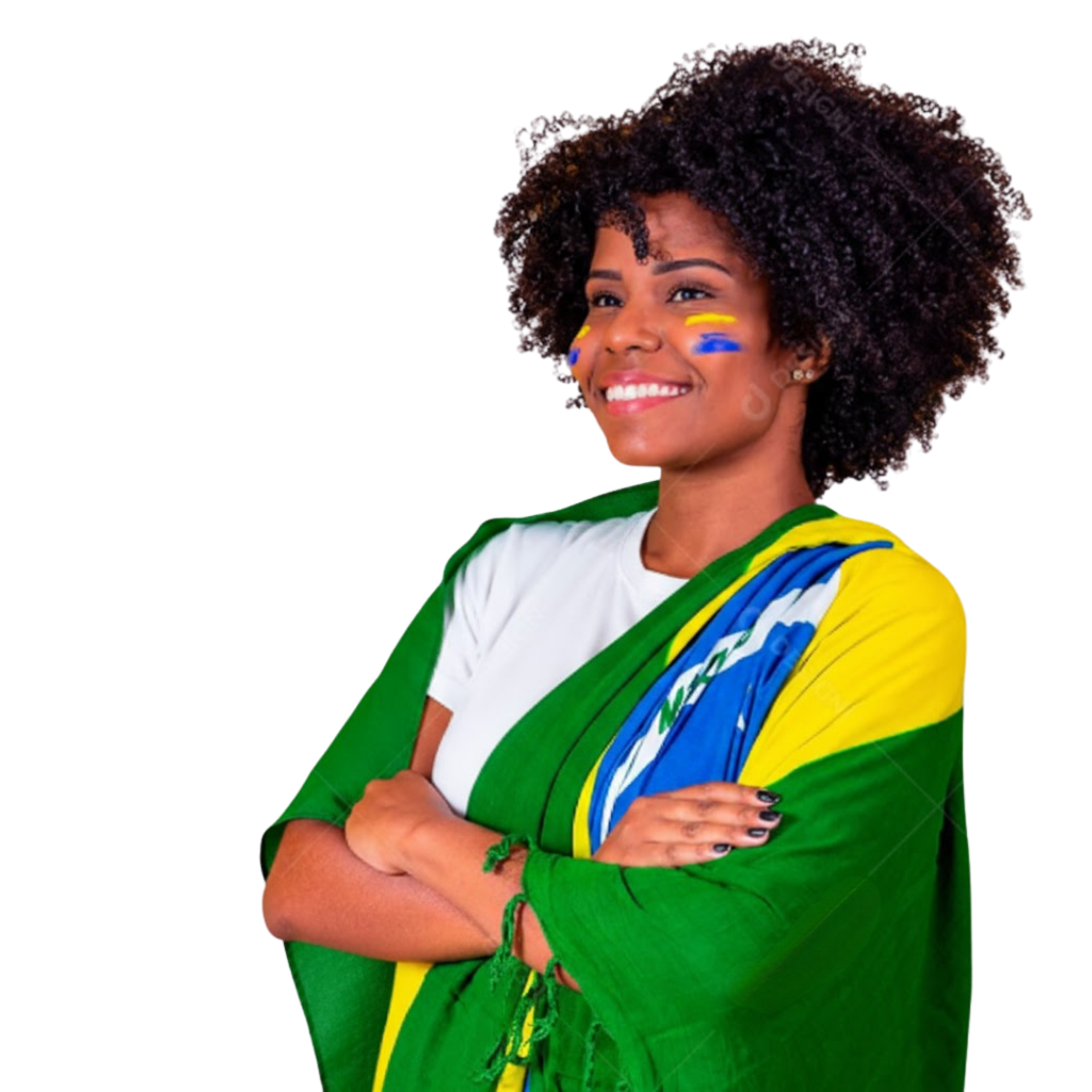 Estudiante celebrando con la bandera de Brasil
