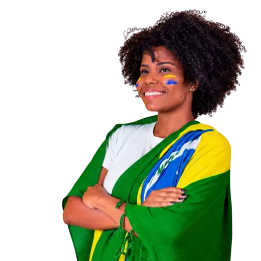 Estudiante celebrando con la bandera de Brasil