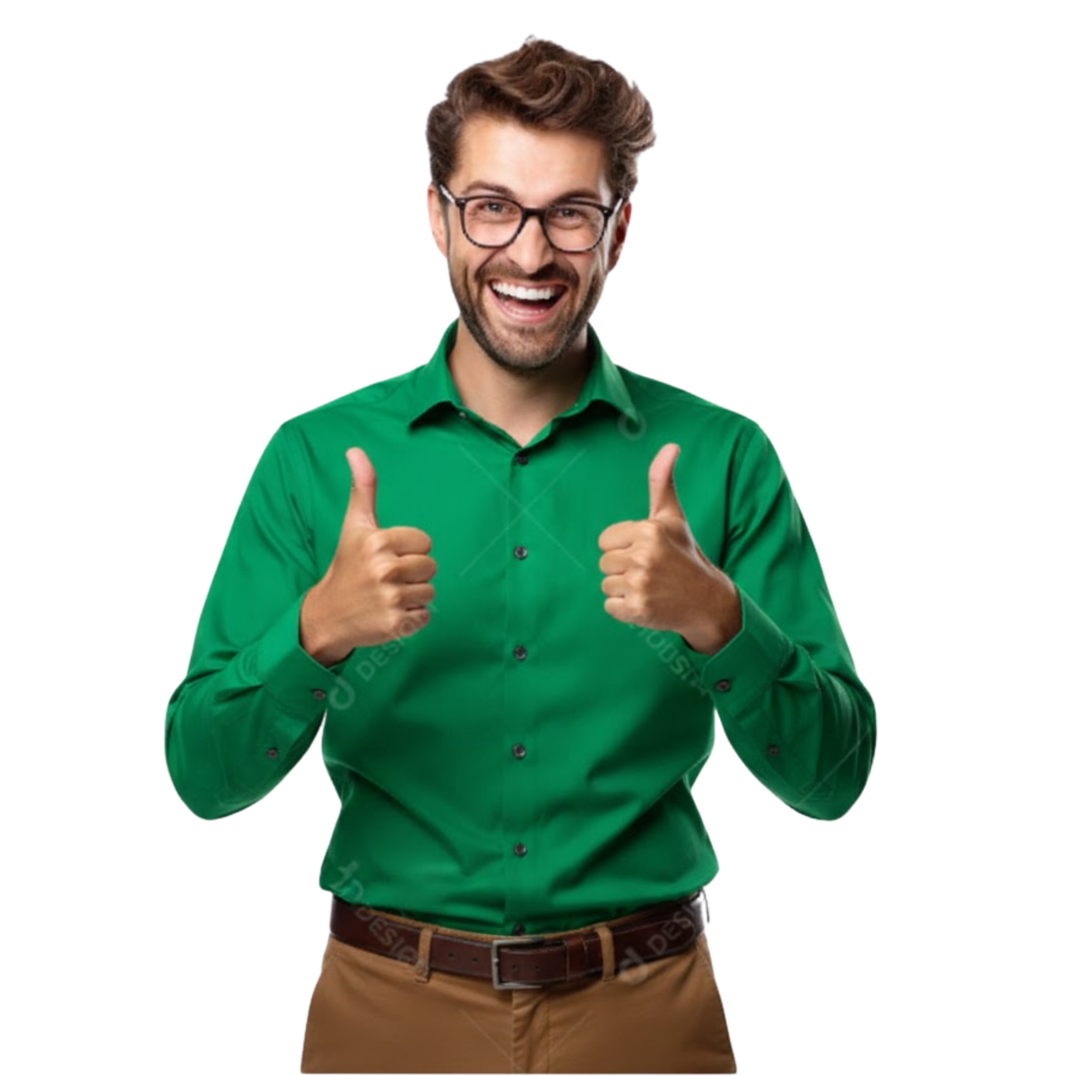 Estudiante feliz con doble pulgar arriba