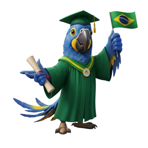 Zeca celebrando la graduación nivel C1